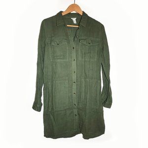 Forever 21 Olive Green Four Pocket Long Sleeve Shirt Dress S New without tags
